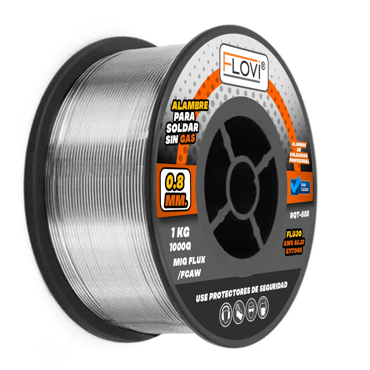 Alambre para Soldar Sin Gas 5 kg 0.8 mm, Marca Flovi