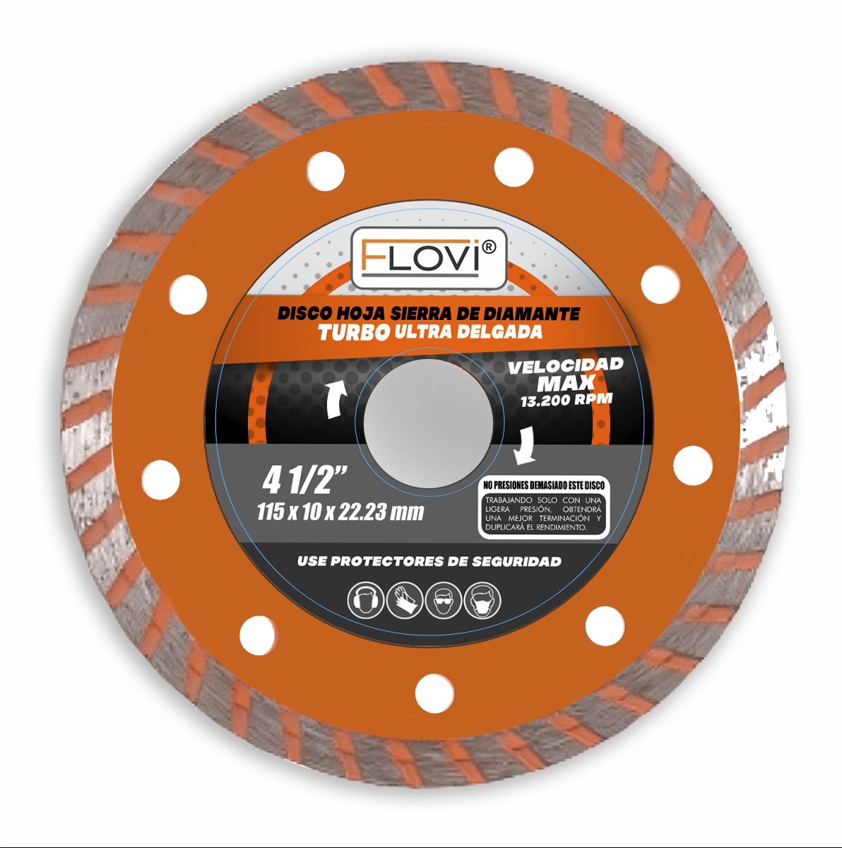 Disco Corte Diamante Turbo 4,5", Marca Flovi