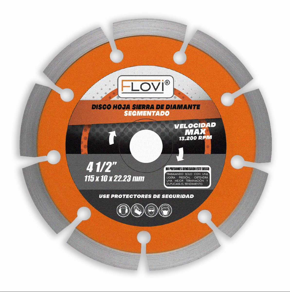 Disco Diamantado Segmentado 4,5", Marca Flovi