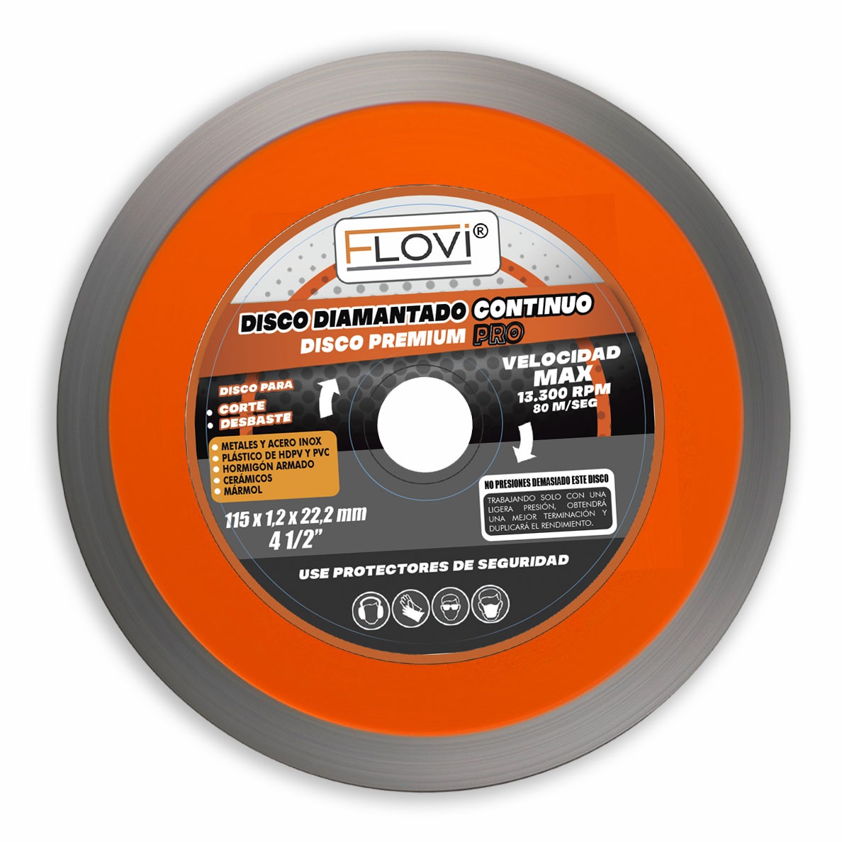 Disco Diamantado Continuo 4,5", Marca Flovi