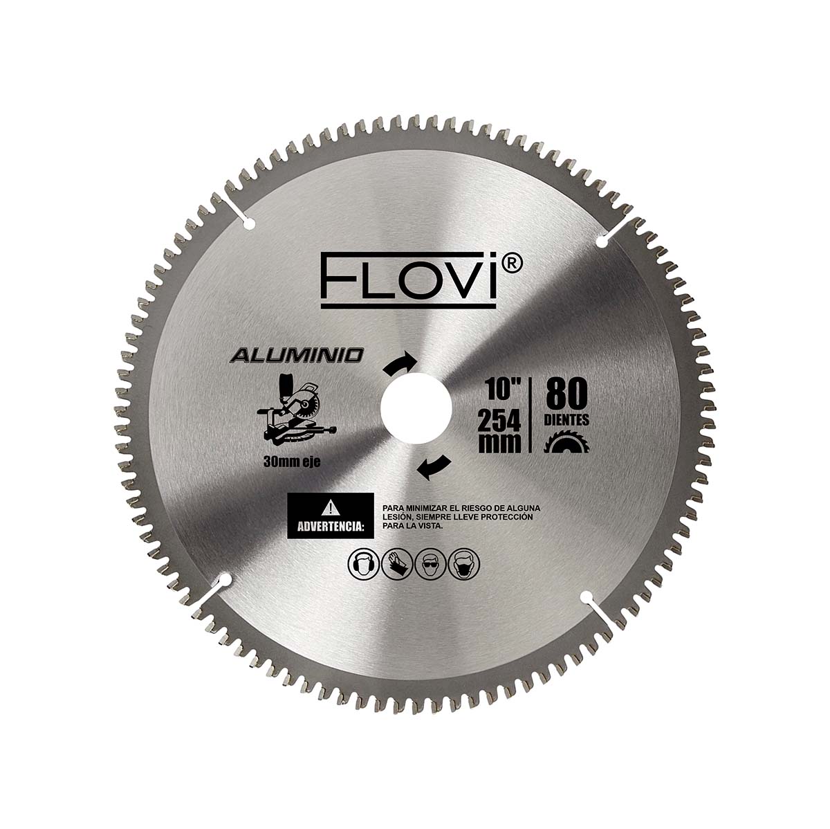 Disco de Ingleteadora 10 Pulgadas Para Aluminio 80 Dientes, Marca Flovi