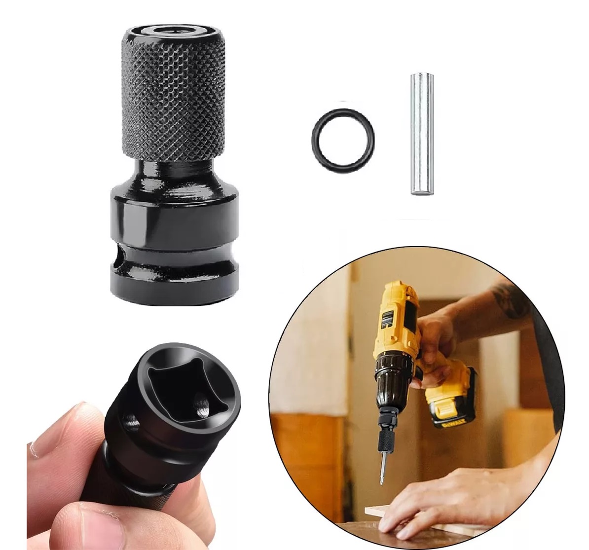 Adaptador De Impacto De 1/2 Pulgada A Punta Hexagonal 1/4